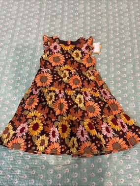 Gymboree Brown Floral Tiered Dress with Orange & Yellow Flowers